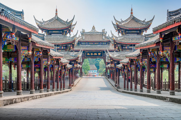 The scenery of Huanglongxi Langqiao, Huanglongxi Ancient Town, Chengdu, Sichuan Province, China