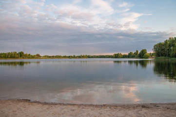 Lake in the ecopark in Kiev on Osokorki