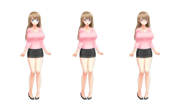 Anime Manga Girl Character Cute Standing