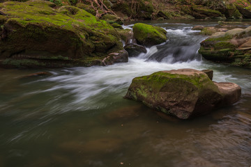 Long exposure a rapids of Prüm, Irrel waterfalls.