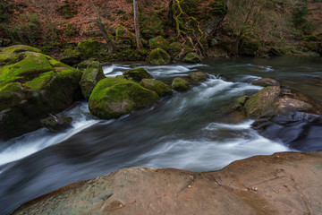 Long exposure a rapids of Prüm, Irrel waterfalls.