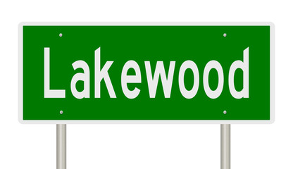 Rendering of a green highway sign for Lakewood Colorado