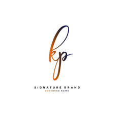 K P KP Initial letter handwriting and  signature logo concept design.