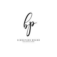 B P BP Initial letter handwriting and  signature logo concept design.