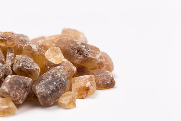 brown sugar isolated on white background. Top view.