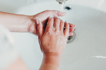 Hygiene. Cleaning Hands. Washing hands with soap