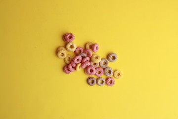 delicious colorful round breakfast cereals