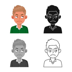 Vector illustration of guy and emotion icon. Collection of guy and features stock symbol for web.