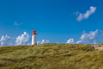 Fototapeta na wymiar Island of Sylt, Germany. The Eastern List Lighthouse (German: Leuchtturm List Ost).