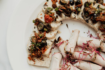 plate with cold cuts, top view