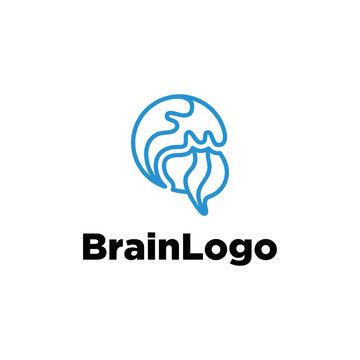 Brain wave logo. Brain with wave vector template