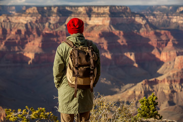 A hiker in the Grand Canyon National Park, South Rim, Arizona, USA.