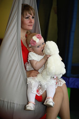 A child is having fun and playing at a children's party