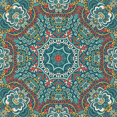 Vintage seamless mosaic damask tile design pattern background.