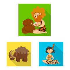 Isolated object of evolution and prehistory symbol. Set of evolution and development stock vector illustration.