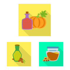 Vector design of bottle and glass sign. Set of bottle and agriculture stock vector illustration.