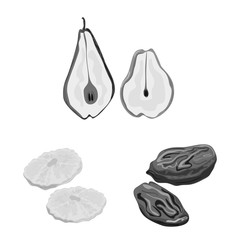 Vector design of vitamin and nature icon. Set of vitamin and dried stock symbol for web.