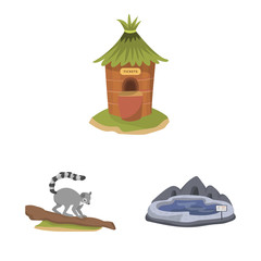 Isolated object of zoo and park symbol. Set of zoo and animal vector icon for stock.