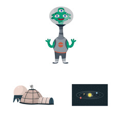 Isolated object of space and galaxy logo. Collection of space and travels stock vector illustration.