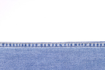 Blue jeans seamless, fabric of Jeans denim texture on white background.