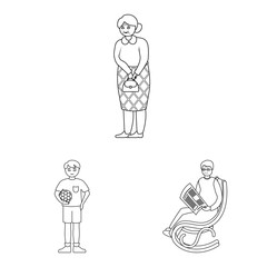 Vector design of happy and character logo. Set of happy and portrait stock symbol for web.