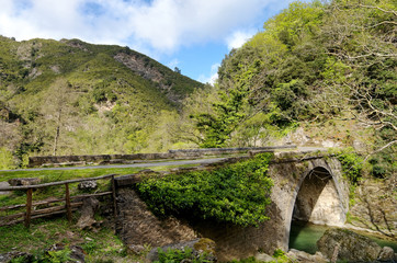 Hell bridge on Petrignani river  in corsica Mountain 