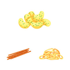 Isolated object of food and crunchy symbol. Set of food and flavor stock symbol for web.