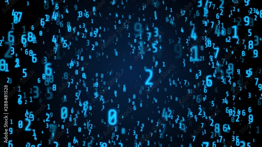 Aufkleber Digital Number Technology 4K Motion Computing Running Developer Program Code Motion Background. 3D Graphic Binary Encoding Decimal Statistics Algorithm Row Matrix Concept Display.
