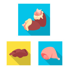 Vector illustration of product and poultry sign. Collection of product and agriculture stock symbol for web.