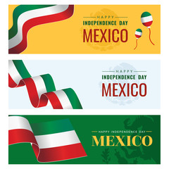 Waving Mexican flag, Independence day banner, Vector