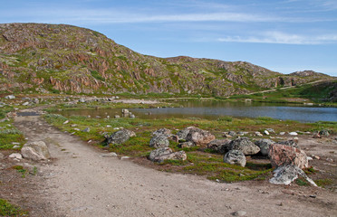 Fototapeta premium scenery landscape nearby village Teriberka in Murmansk region