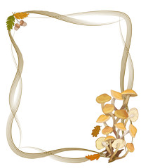 Vertical autumn frame with wild mushrooms honey mushrooms on a white background