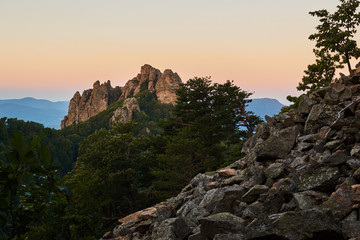 Sunrise in mountains, natural background.