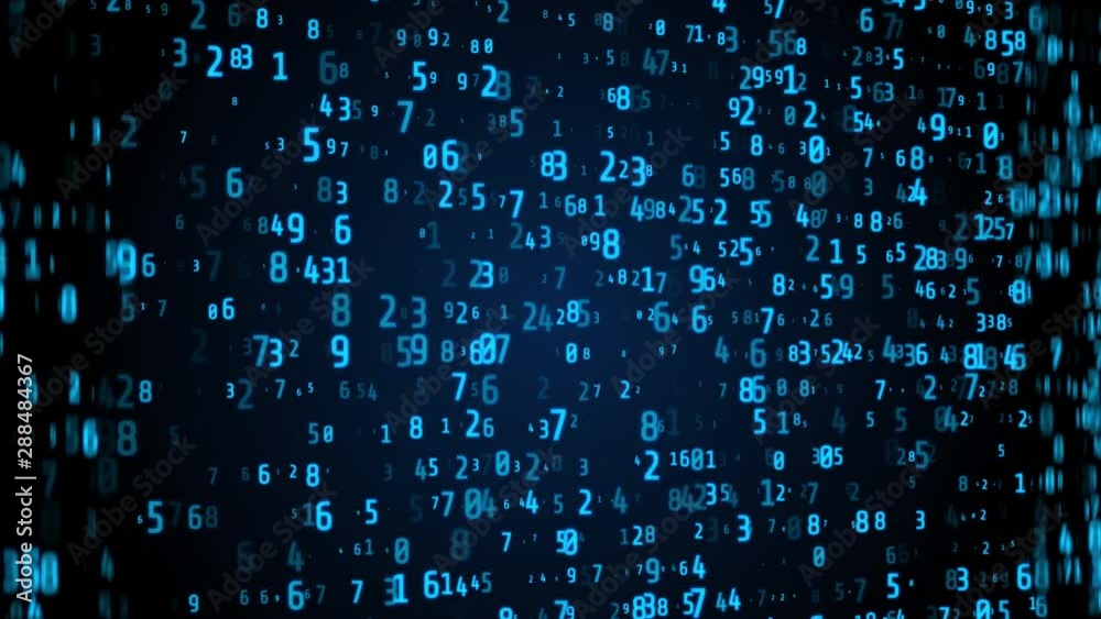 Leinwandbilder Digital Number Technology 4K Motion Computing Running Developer Program Code Motion Background. 3D Graphic Binary Encoding Decimal Statistics Algorithm Row Matrix Concept Display.
