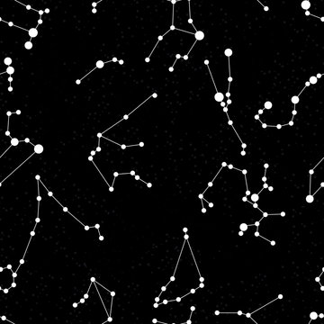 seamless pattern with sky, stars and constellation