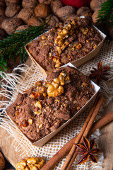 delicious apple chocolate cake with hazelnuts