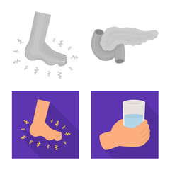 Isolated object of diet and treatment icon. Collection of diet and medicine vector icon for stock.