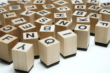 Random letters on white background 