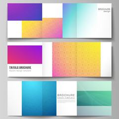 The minimal vector editable layout of square format covers design templates for trifold brochure, flyer, magazine. Abstract geometric pattern with colorful gradient business background.