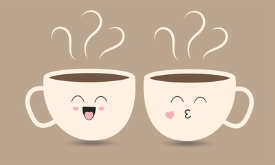 Two kawaii coffee mugs
