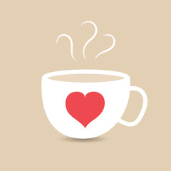 White mug icon with a heart