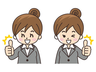 サムズアップするビジネスウーマン