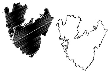 Vastra Gotaland County (Counties of Sweden, Kingdom of Sweden) map vector illustration, scribble sketch Västra Götaland map