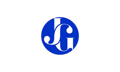 J and G letter logo with round shape