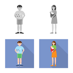 Vector design of character and avatar icon. Set of character and portrait stock symbol for web.