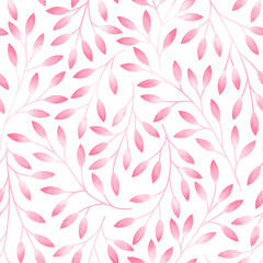 Seamless pattern with stylized leaves. Watercolor hand drawn illustration.