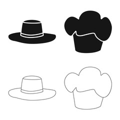 Vector design of clothing and cap sign. Set of clothing and beret vector icon for stock.