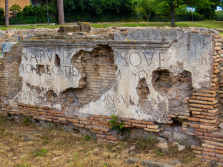 Ancient Roman archaeological site of Ostia Antica in Rome, Italy