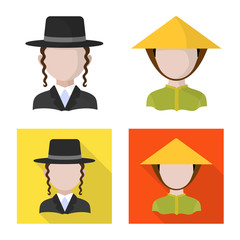 Vector design of imitator and resident sign. Set of imitator and culture vector icon for stock.