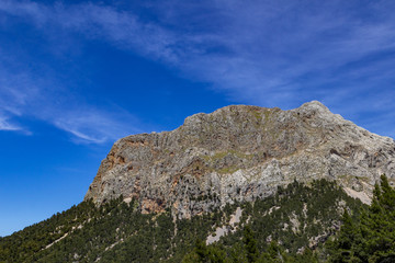Scenic View at landscape between Gorg Blau and Soller on balearic island Mallorca, Spain